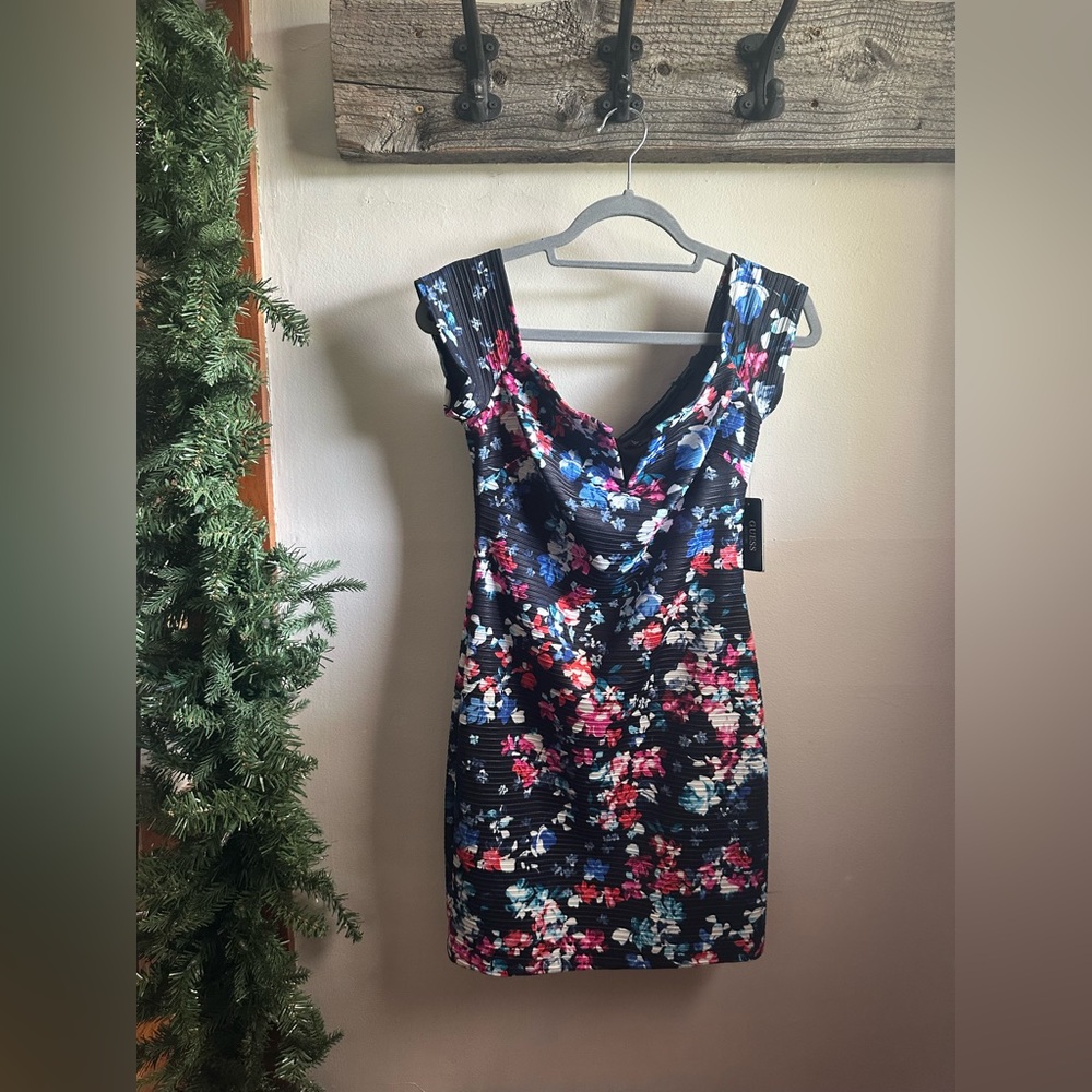 Guess Blue and Pink Bodycon Mini Dress